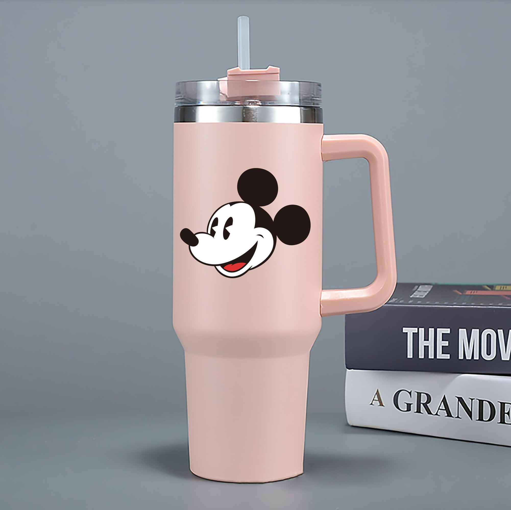 （画像用） ミッキーマウス Mickey Mouse 1200mL車用タンブラー - クリスタルステッカー（プラスチックストロー付き）